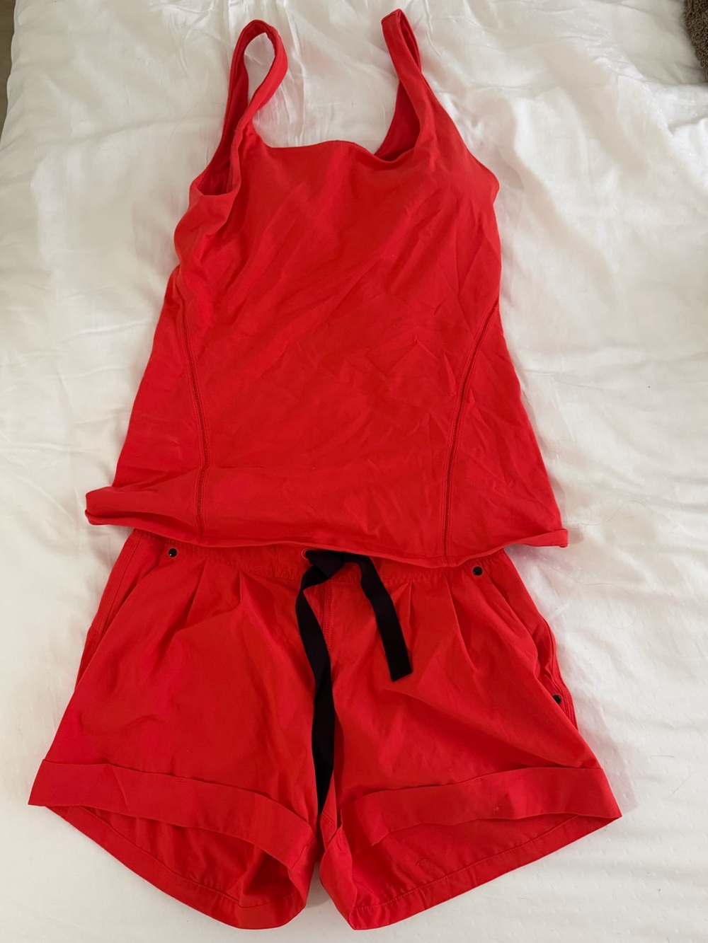 lululemon athletica Red Tank & Drawstring Shorts Set